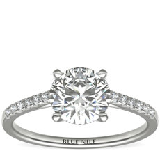 Petite Cathedral Pavé Diamond Engagement Ring in 14k White Gold (1/6 ct. tw.)